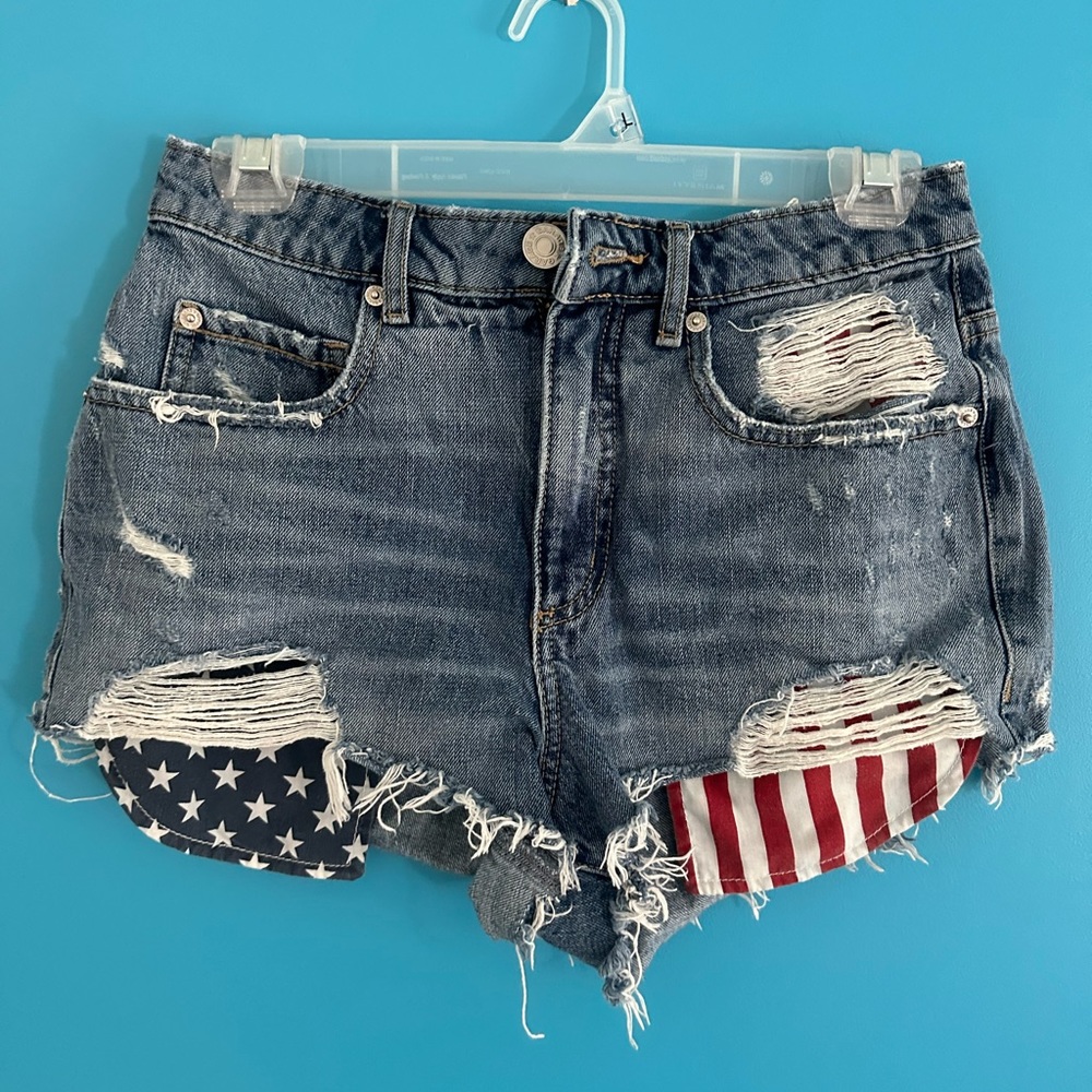 Garage Red White and Blue Jean Shorts